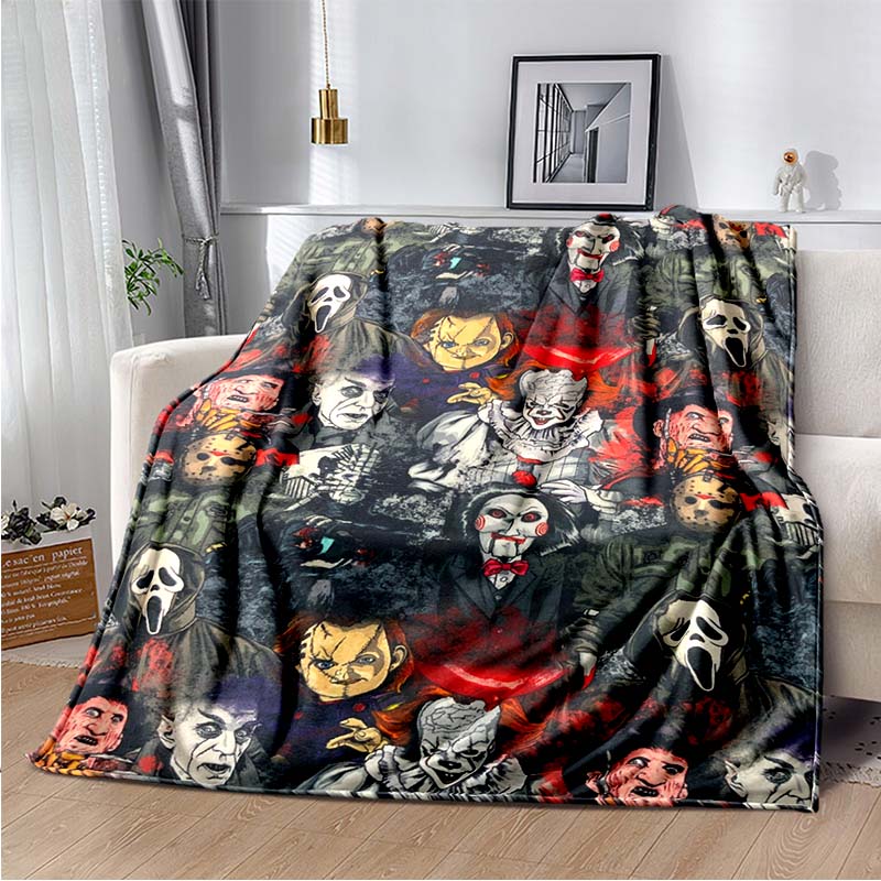 Одеяло с персонажем фильма ужасов, одеяло с изображением мультфильма «Джейсон Фрайдей», фланелевое одеяло на Хэллоуин для спальни, гостиной, дивана