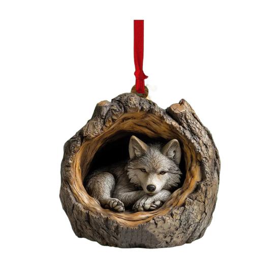 Рождественский орнамент в виде животного, 2D акриловый кулон, украшение в виде лесного животного, деревенский овальный дизайн, сезонный декор для рождественской елки, сувениры на память о дикой природе