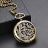 Карманные часы Lancardo с ожерельем, автоматические механические, ретро, античный римский математический циферблат, универсальные для мужчин и женщин, повседневные, медного цвета, с драконом, мужские