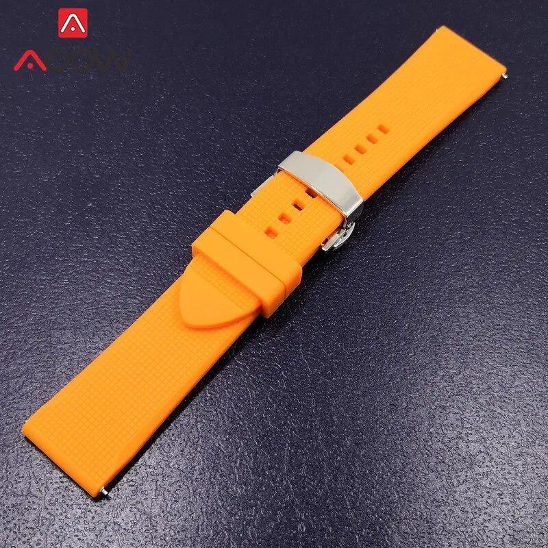 Силиконовый ремешок для часов 18, 20 мм, 22 мм, 24 мм для Samsung Galaxy Watch 4, 42 мм, 46 мм, резиновый быстроразъемный ремешок с пряжкой-бабочкой, браслет