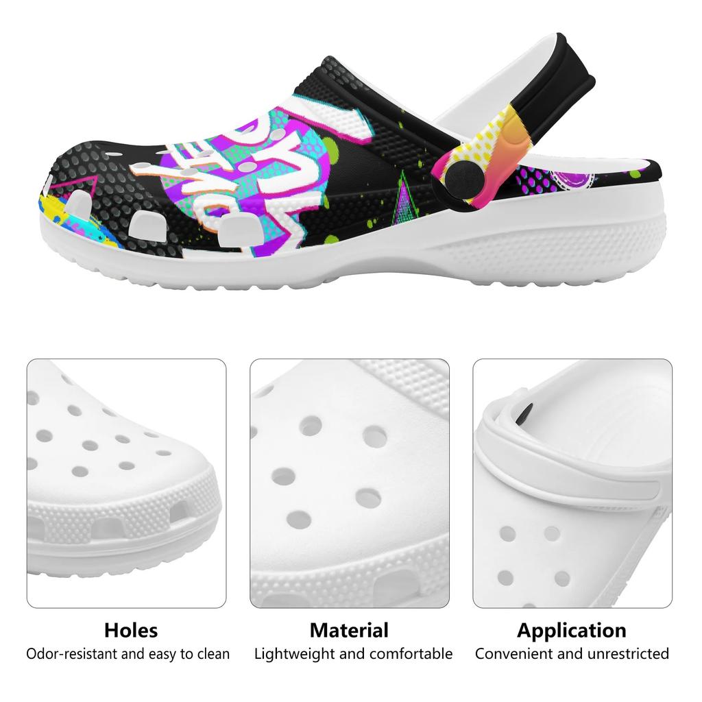 Color Print EVA Beach Clogs Unisex Lightweight Breathable Slip On Garden Shoes Bathroom Pool Home Summer Wear Beach Pool Wear