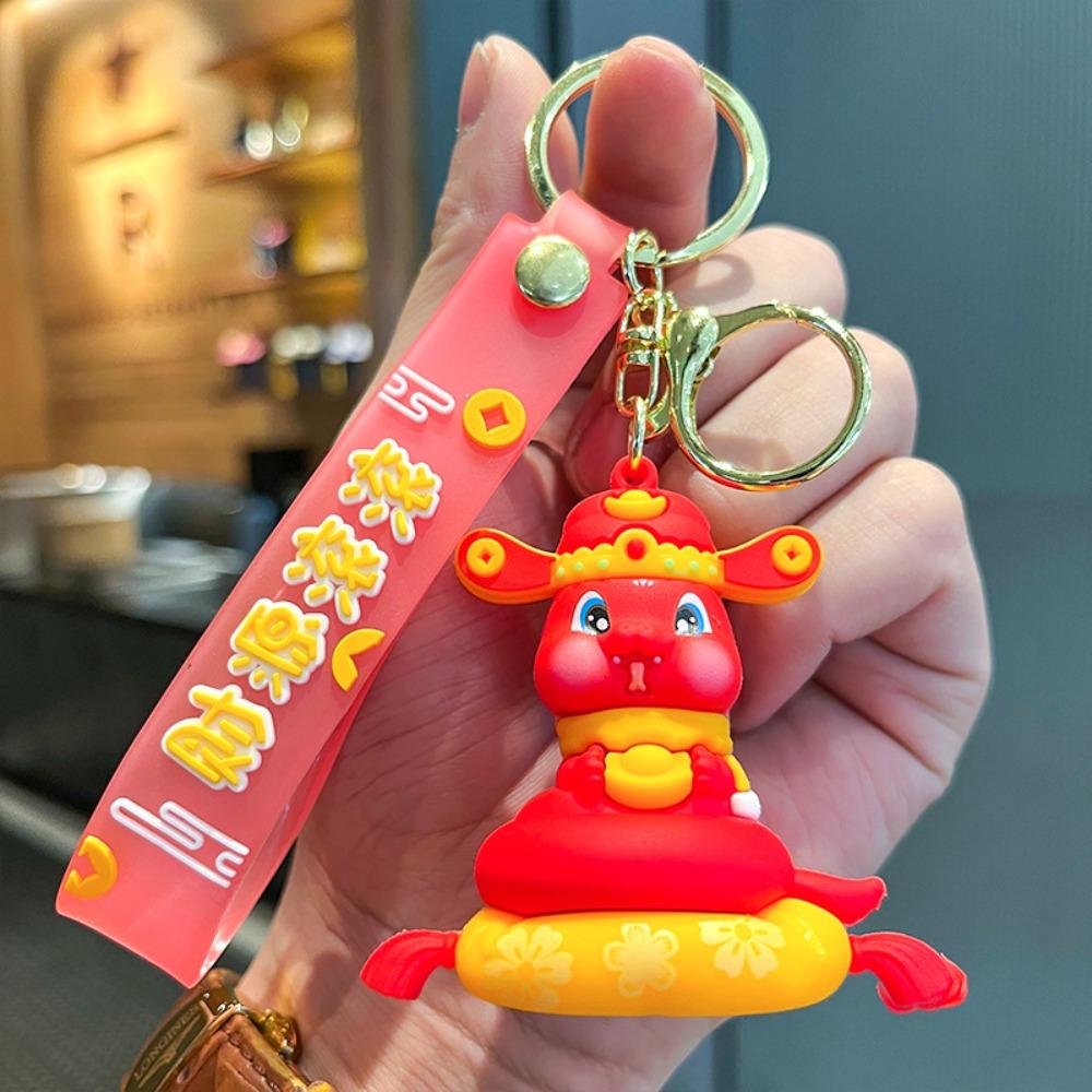 Танец льва 2025 Новогодний кулон Брелок в виде счастливой змеи Милый брелок-змея Украшение