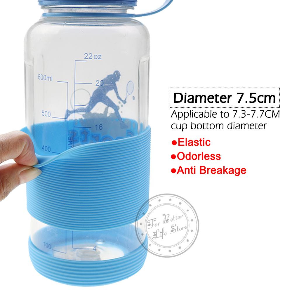 2Pc/Set 7.5cm 15 Colour Threaded Soft Silicone Cup Sleeve And Bottom Suit Heat Insulated Anti Slip Good Toughnes Odorless