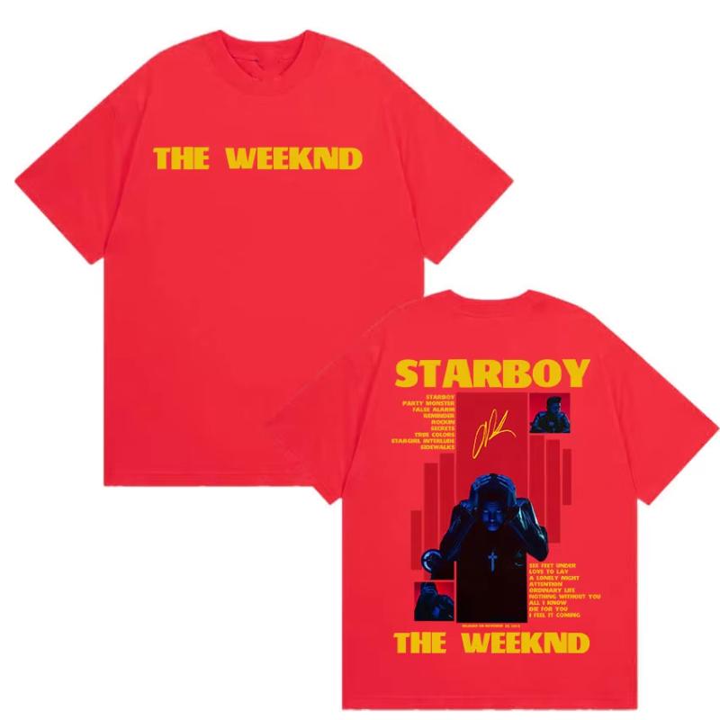 Rapper THE WEEKND STARBOY Album 2025 Merch T Shirts Unisexs Street Gothic Hip Hop Retro Cotton Short Sleeve Tshirt Y2k Streetwear