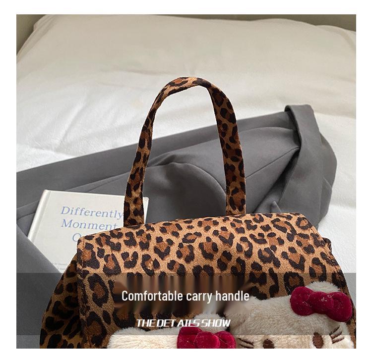 Рюкзак для кошки с леопардовым принтом: Корейский стиль, замша, многоцелевой для девочек - Осень/Зима.