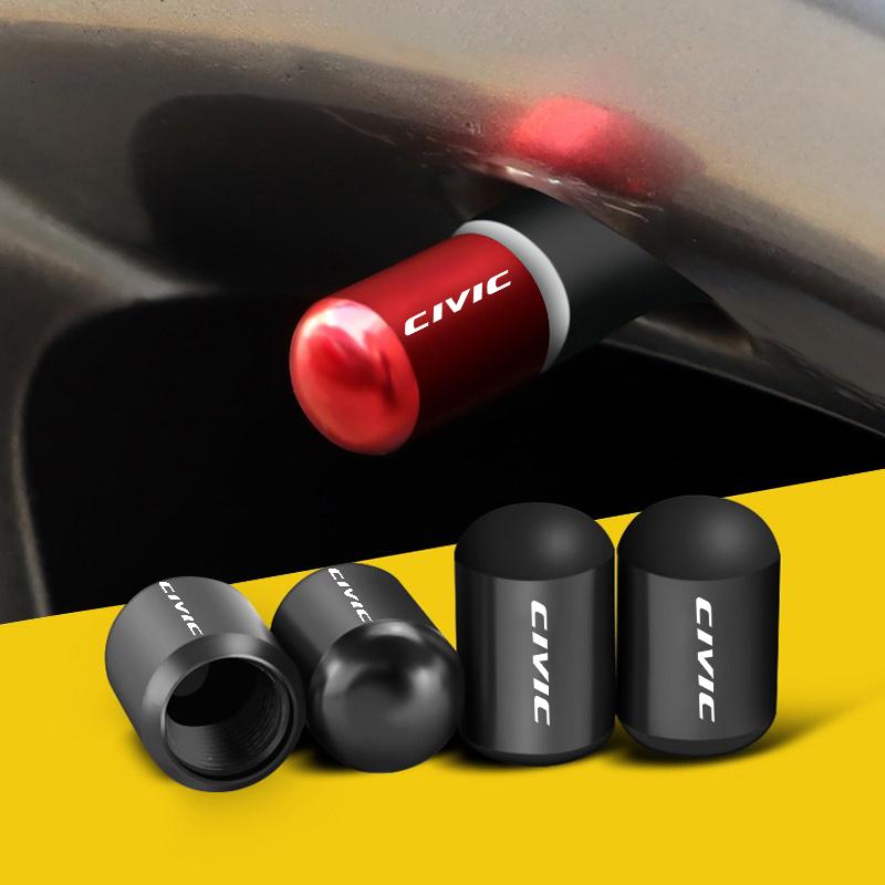 4PCS Car Wheel Tire Valve Caps Tyre Stem Covers Auto Interior Accessory For Honda Civic Fk7 Fit Fk2 Mugen Fk8 Type R Accord Crv rlsh58