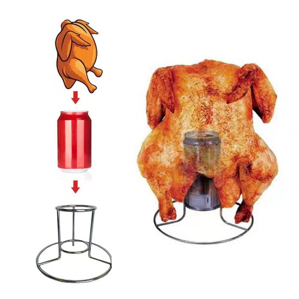 Thickened Steel Wire Chicken Grill Stand Stainless Steel BBQ Roasting Holder  Turkey