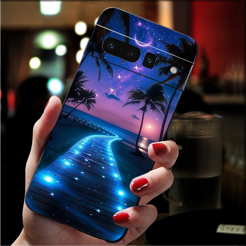 Phone Case For Google Pixel 10 9 Pro XL 9A 8 7 6 Pro Pixel 8A 7A 6A Pixel 8 7 6 5 Moonlight Beach Scenery Case