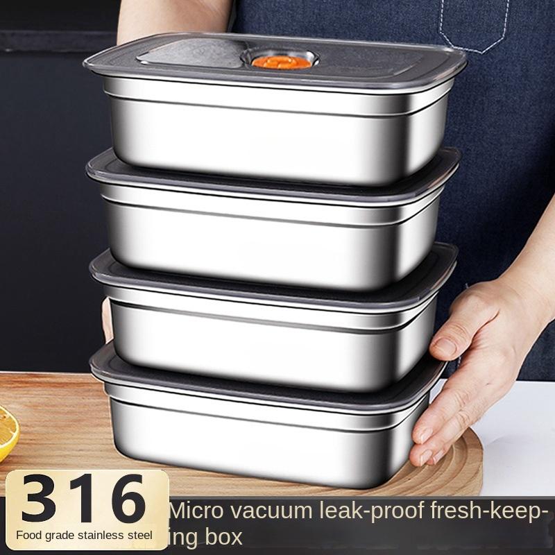 Stainless Steel Crisper, Lunch Box, Sealed Leak-proof Bento Box, Refrigerator Freezer Storage Box, Camping Lunch Box