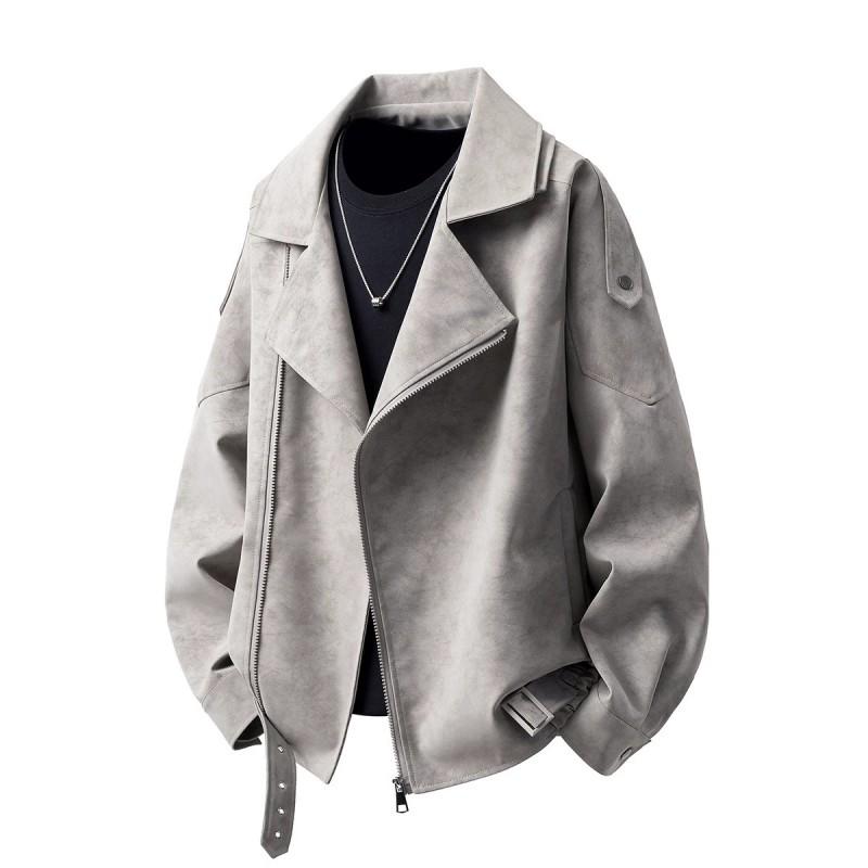 Mens Retro Motorcycle Style Casual Blazer Jacket Winter 2026 Loose Fit Warm Fleece-Lined Outerwear