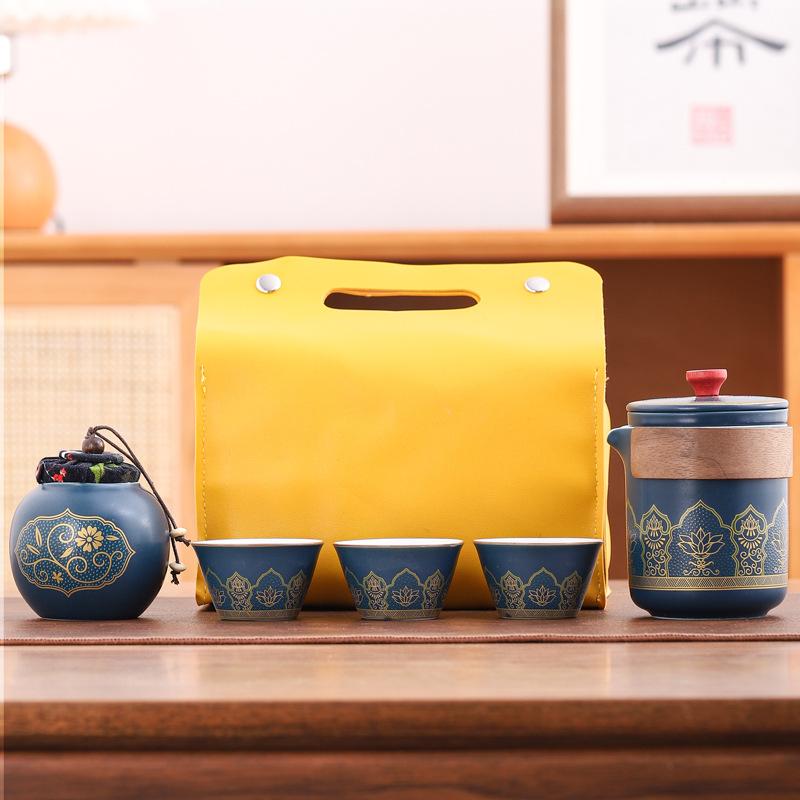 Convenient express cup, one pot, three cups, business gifts, ceramic kung fu tea set, souvenir travel tea set