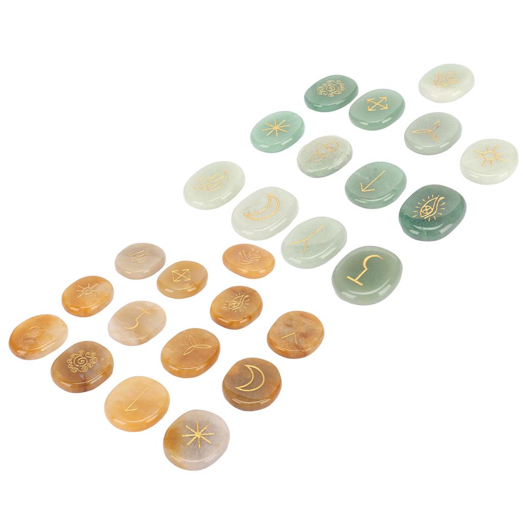 13PCS Symbol Rune Stones with Cloth Bag Engraving Rune Stone for Divination Yoga Meditation