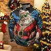 Men's Long Sleeve Golf Shirt Quick-Dry Mesh Casual Top with Christmas Print for Holiday Wear