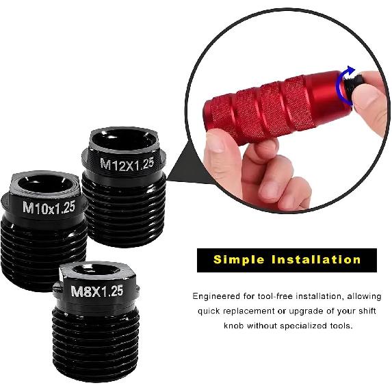 5 PCS Shift Knob Adapter for Car, Heavy Duty M8/M10/M12×1.25 M10/M14×1.5 Gear Shifter Thread Adapters, Rustproof Gear Shift Knob Fittings