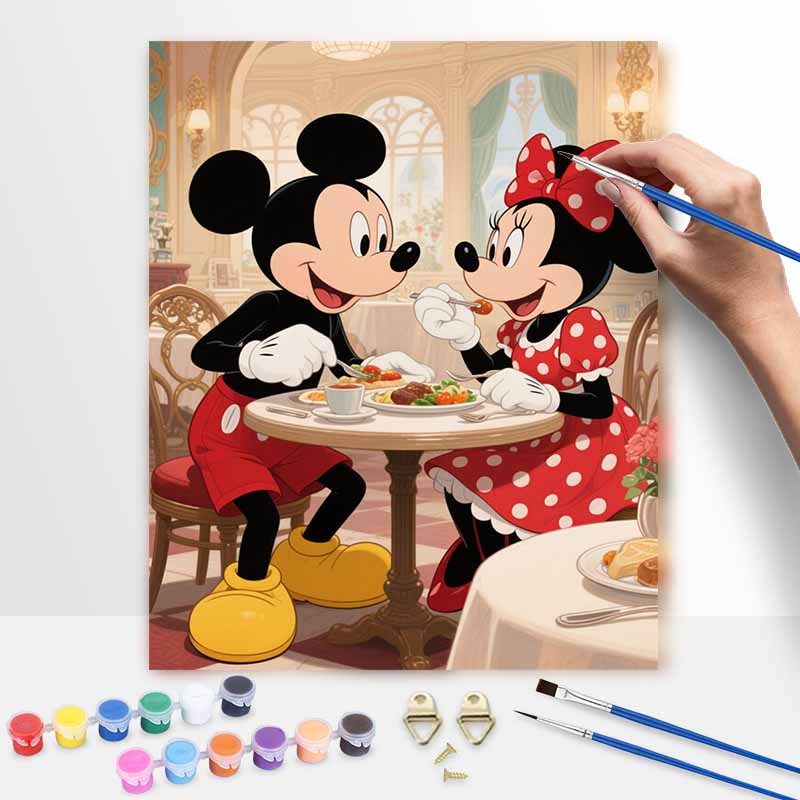 Disney Набор для рисования маслом по номерам «Ужин Микки и Минни Маус». ручная работа DIY painting украшение дома подарки