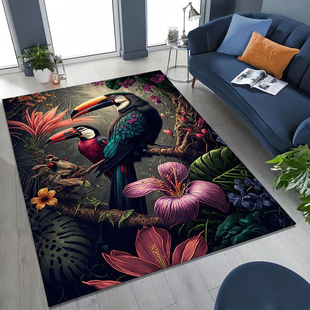 Красочный тропический попугай ара, натуральное искусство птиц, ковер для спальни, гостиной, дивана, домашний коврик для двери, декор, большой нескользящий коврик для пола