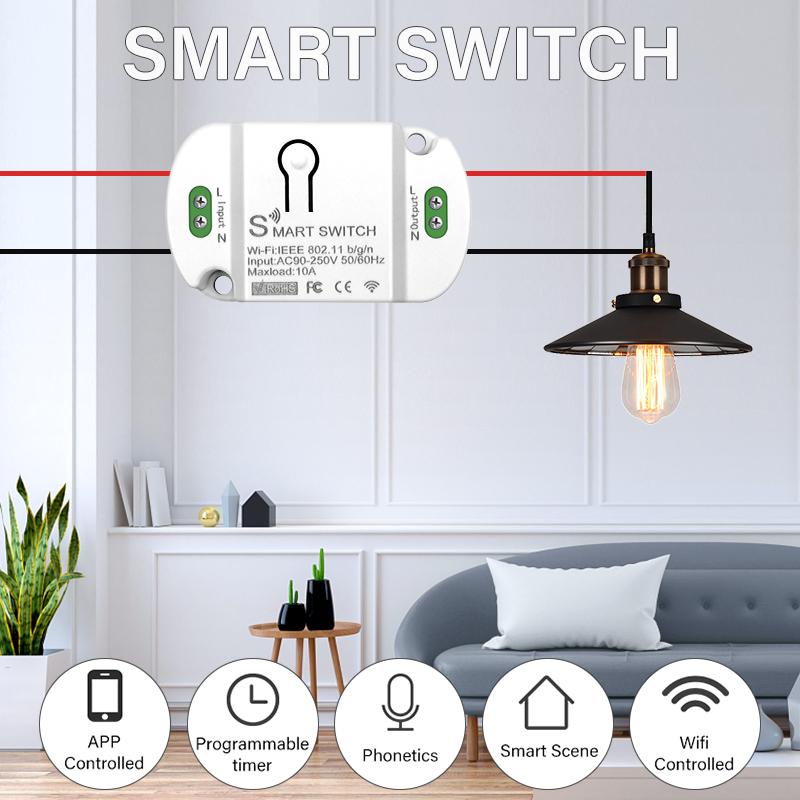 Wifi 10a Smart Home Breaker Module Work With Alexa Google Home Smart Switch Mini Smart Life Wireless Switches Timer Tuya