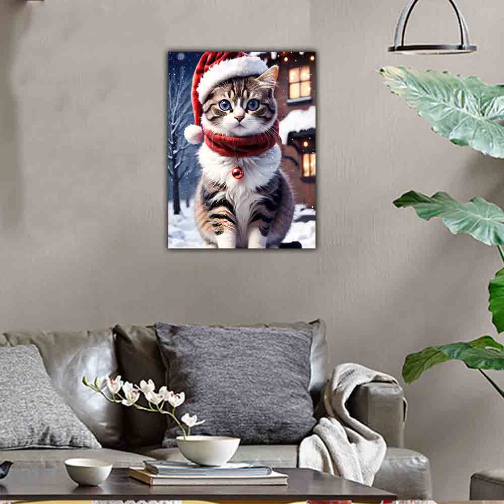 DIY полная круглая алмазная живопись вышивка крестиком 3D милый котенок животное сцена домашний деко художественное здание алмазная живопись 5d алмазная живопись