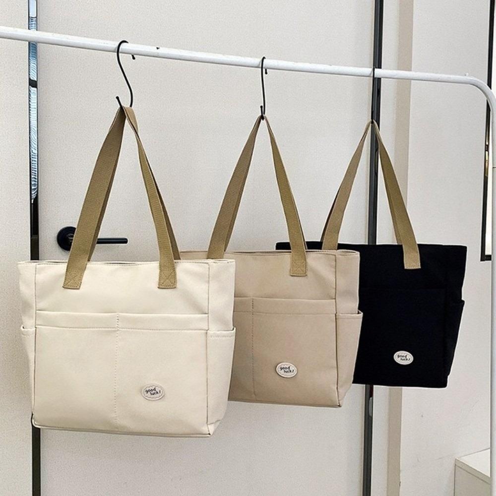 Versatile Oxford Cloth Student Shoulder Bag Multi Layered Large Capacity Tote Bag Zipper Portable Handbag Travel