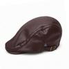 Autumn and winter hat universal American pu leather forward hat men's retro cap thermal beret
