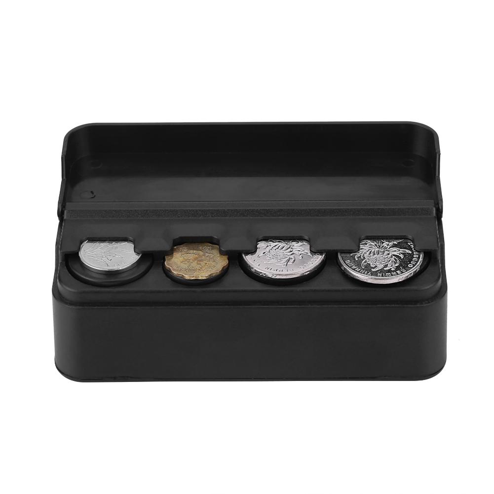 Universal Car Interior Plastic Coin Case Storage Box Holder Change Container Organizer Black