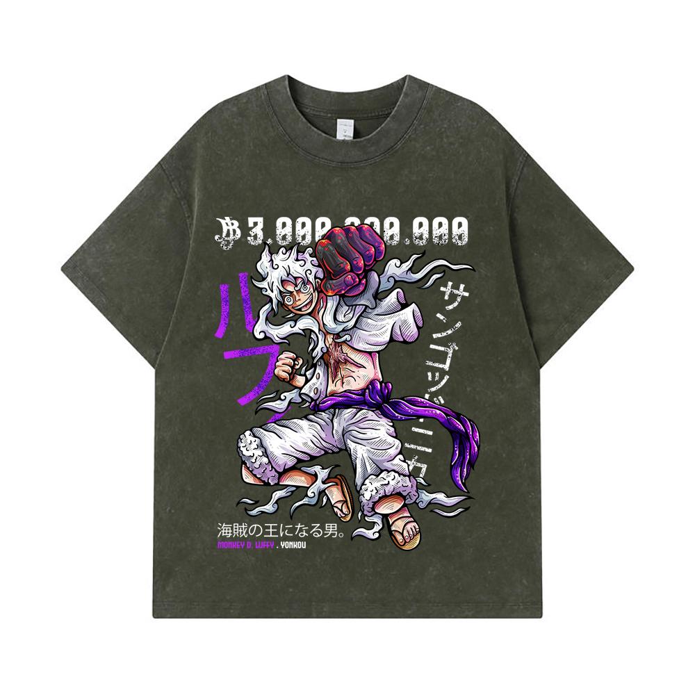 275 GSM Washed T-shirts 100% Cotton One Piece V3 Sun God Nika Print Unisex Heavy Cotton T Shirt