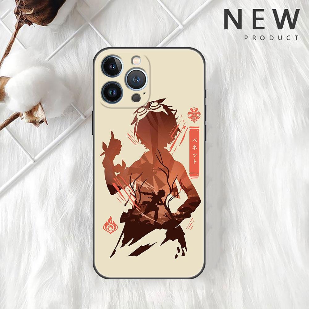 Чехол Funda для Apple iPhone 14 11 13 7 12 Pro 7 XR XS Max 8 Plus 6 14Pro 13Mini, черный мягкий чехол для телефона, аниме Genshin Impact, милый чехол