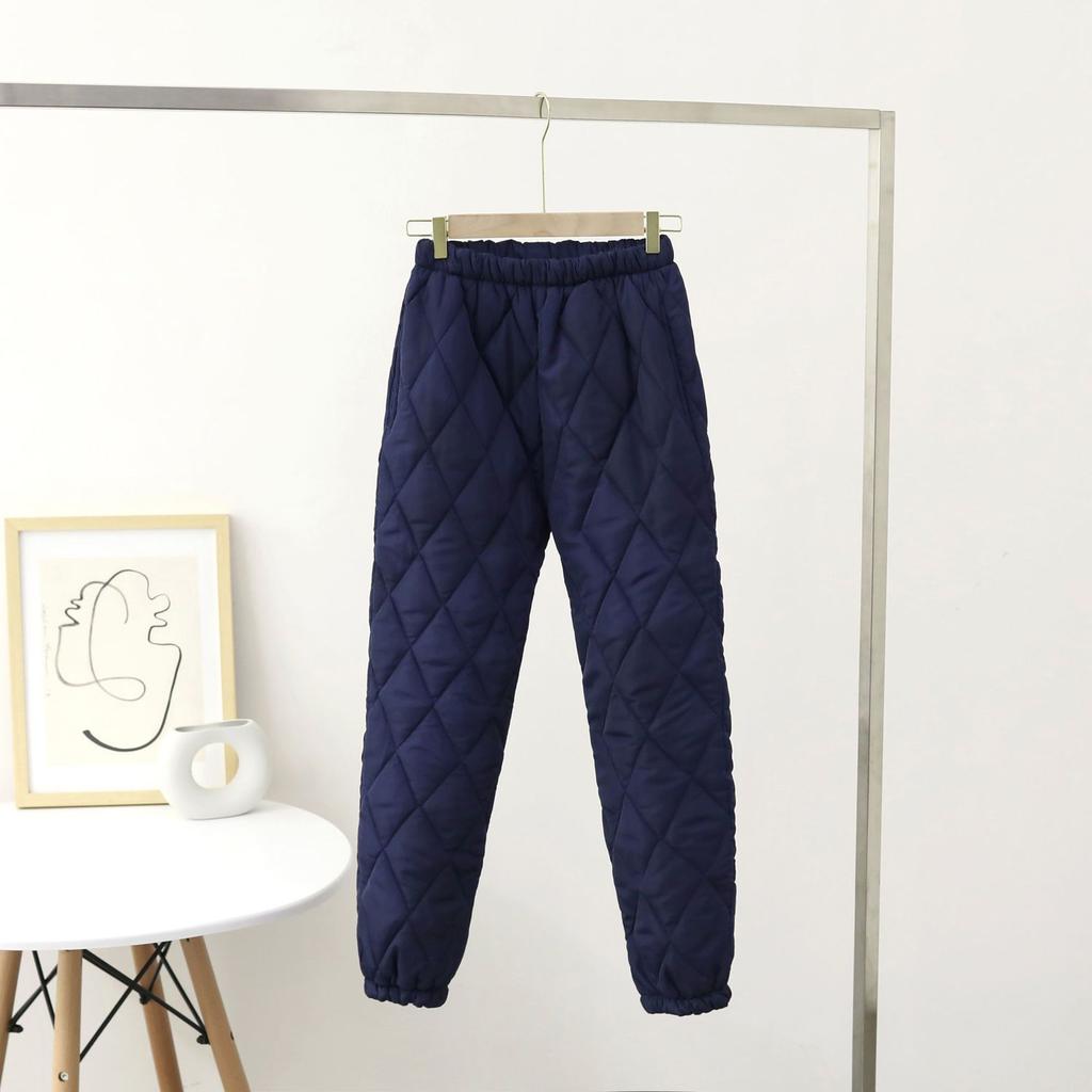 Хлопковые брюки для женщин зимой, ромбовидной формы с высокой талией, легкие и теплые, повседневные брюки с завязками на щиколотке, свободная женская одежда больших размеров