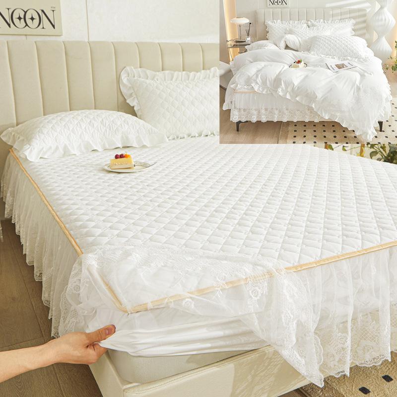 Кружевная юбка для кровати Four Seasons, цельное толстое стеганое покрывало в стиле принцессы, моющееся нескользящее покрывало, постельное белье