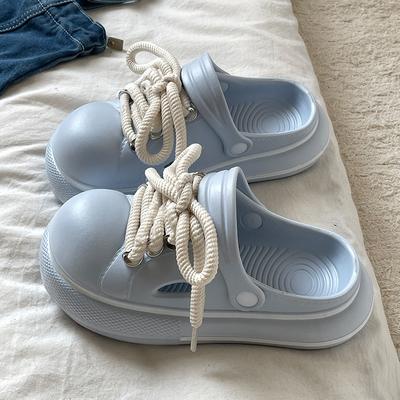 Мода 2025 DIY Шнуровка Платформа Тапочки Для Женщин Дом Улица Сад Обувь Толстая Подошва Модные Сабо Девушки Летние Сандалии Пляжные Шлепанцы