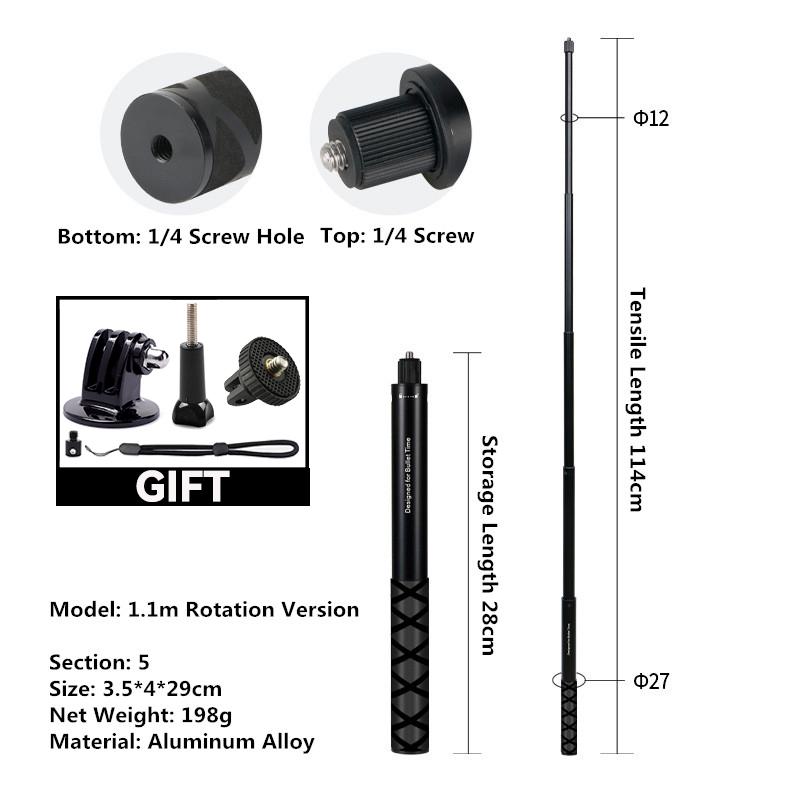 Палка для селфи для Insta 360 X4 X3 X5 Bullet Time Вращающаяся ручка Штатив Для Go Pro 13 12 DJI Алюминиевые аксессуары для палки для селфи