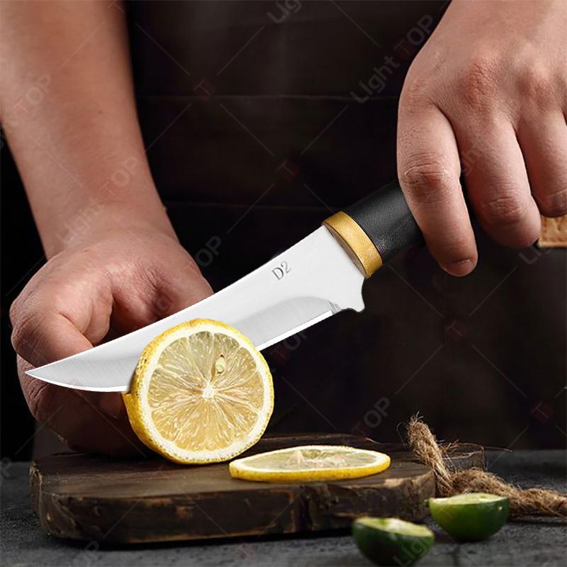 Нож для фруктов из нержавеющей стали Монгольский тесак для мяса Карманный нож Многофункциональный Нож для разделки мяса для барбекю Нож для обвалки с ножнами