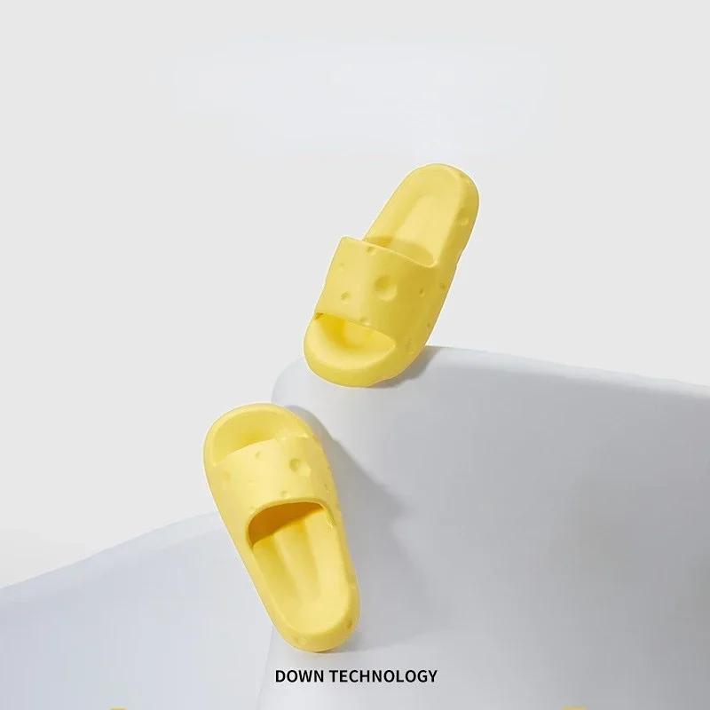 Женские летние тапочки на платформе Cheese Slippers Eva Soft Slides для женщин Нескользящие сандалии молочного цвета для пар Домашние тапочки для ванной