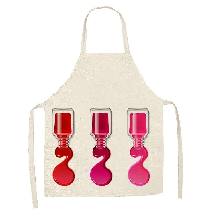 Sleeveless Linen Apron Men and Women Household Cleaning Tools Apron Nail Polish Ladies Perfume Printing Kitchen Apron
