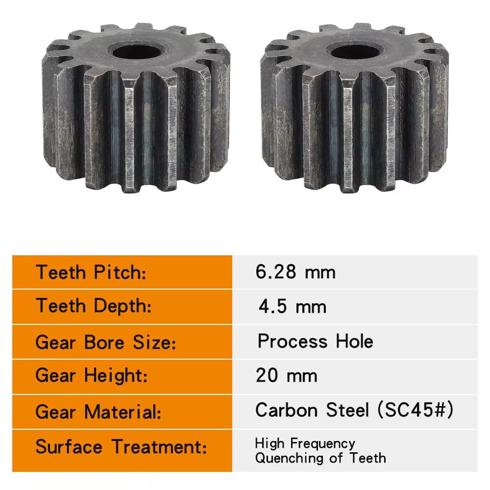 1Pcs Flat Gear 2Mod 10 11 12 13 14 15 16-25Teeth SC45# Carbon Steel Cylindrical Gear Height 20 mm High Frequency Quenching Teeth