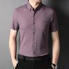 New Seamless Men Short-Sleeved Shirt Medium Youth Business Casual Lapels Skin-Friendly Breathable Stripes Shirt
