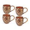 Кружка для пива Moscow Mule из чистой меди, круглой формы, с черным чеканным дизайном, объем - 500 мл, набор из 4 штук