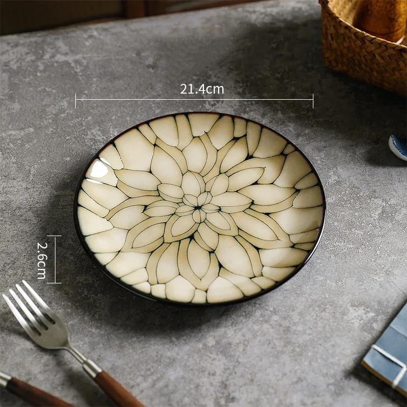 Легкая роскошная керамическая тарелка с цветами для ресторанов высокого класса, паста, стейк, тарелка, изысканные блюда, обеденные тарелки, уникальная домашняя посуда