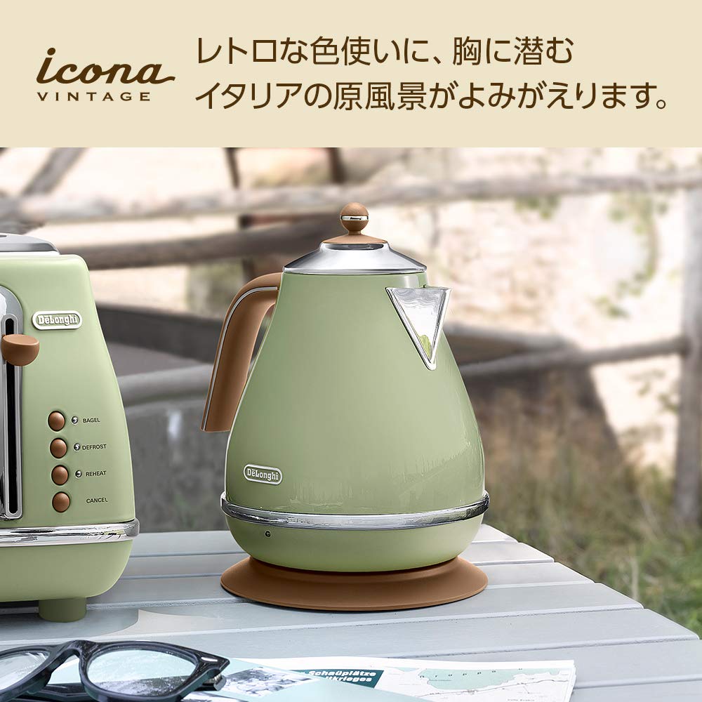 Электрический чайник Icona Vintage, счетчик воды из нержавеющей стали, фильтр для защиты от посторонних предметов, функция предотвращения закипания, простая гарантия ухода с