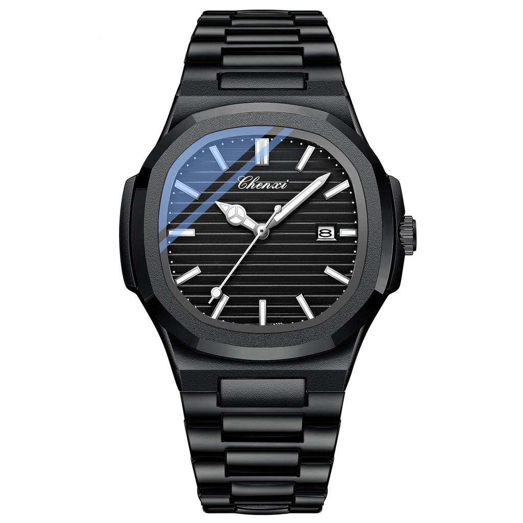 Уникальные черные часы для мужчин, модные классические кварцевые наручные часы, роскошные водонепроницаемые мужские часы с ремешком из нержавеющей стали от лучшего бренда
