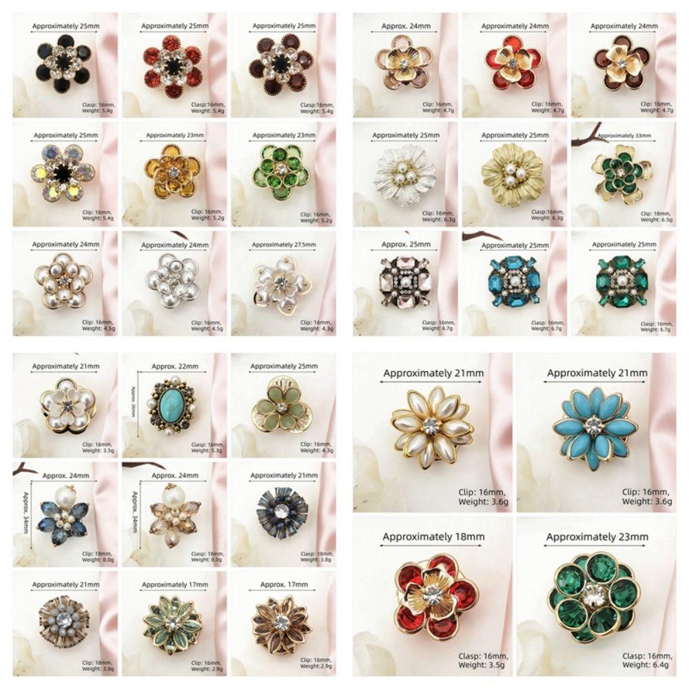 No Sew Floral Rhinestone Collar Buttons High-quality Decorative Shirt Buttons Diy Clothes