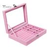 Шкатулка для драгоценностей с несколькими сетками Прямоугольная Портативная металлическая пряжка Прозрачная видимая искусственная кожа Кольцо на палец Серьги Ожерелье Дорожная шкатулка для драгоценностей Путешествие