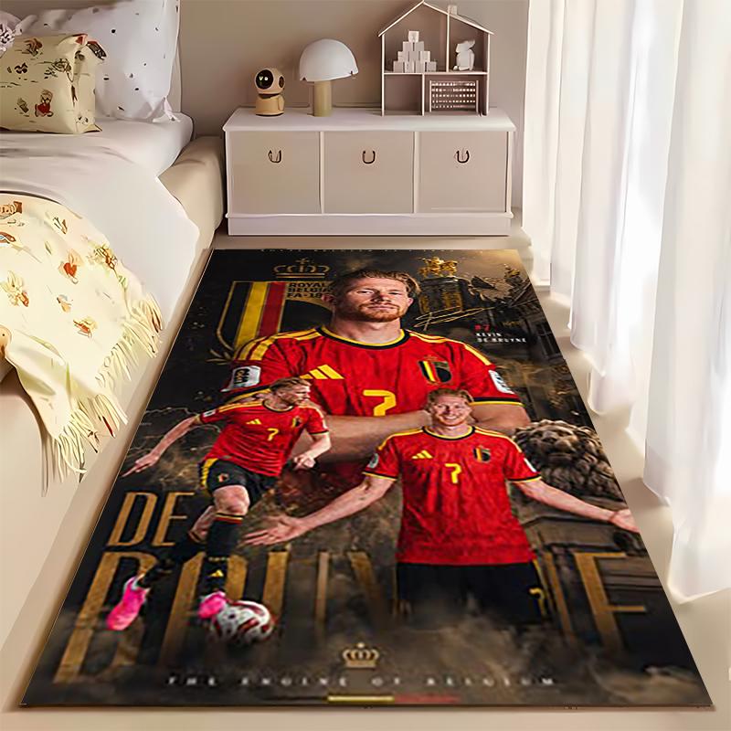 Sports Area Rug, Kevin De Bruyne Belgium 7 Red Poster, Fan Cave Decor, Non-Slip Mat