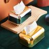 Household Fashion Golden Sliver Tissue Box Storage Napkin Holder Kitchen Tissue Box Paper Case Organizer Ornament Craft Desktop