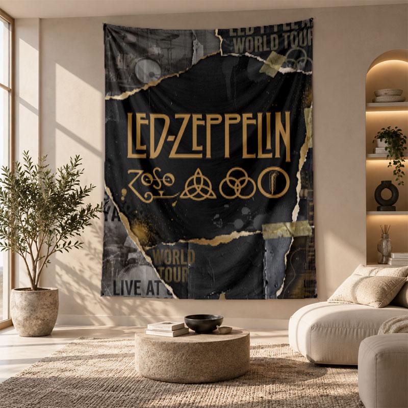 Decorative Tapestry,Led Zeppelin Printed Wall Art, Lightweight Wall Hanging For Bedroom Background