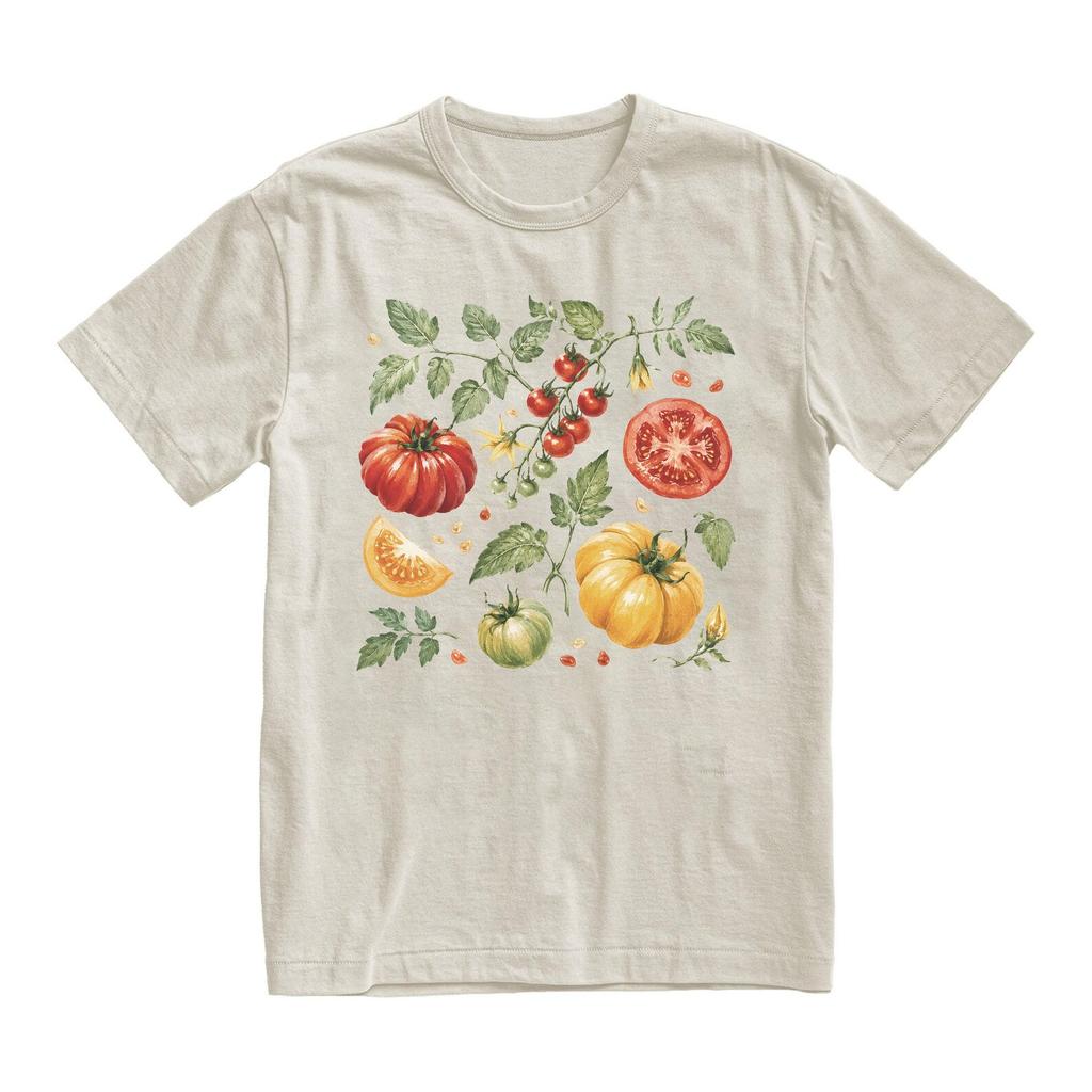 Vintage Tomato Botanical T-Shirt, Retro Garden Vegetable Print Tee