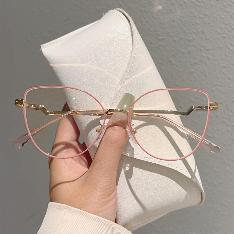 Трендовая ретро металлическая оправа «кошачий глаз» модные очки в корейском стиле для женщин, блокирующие синий свет, дизайнерский бренд, шикарные очки