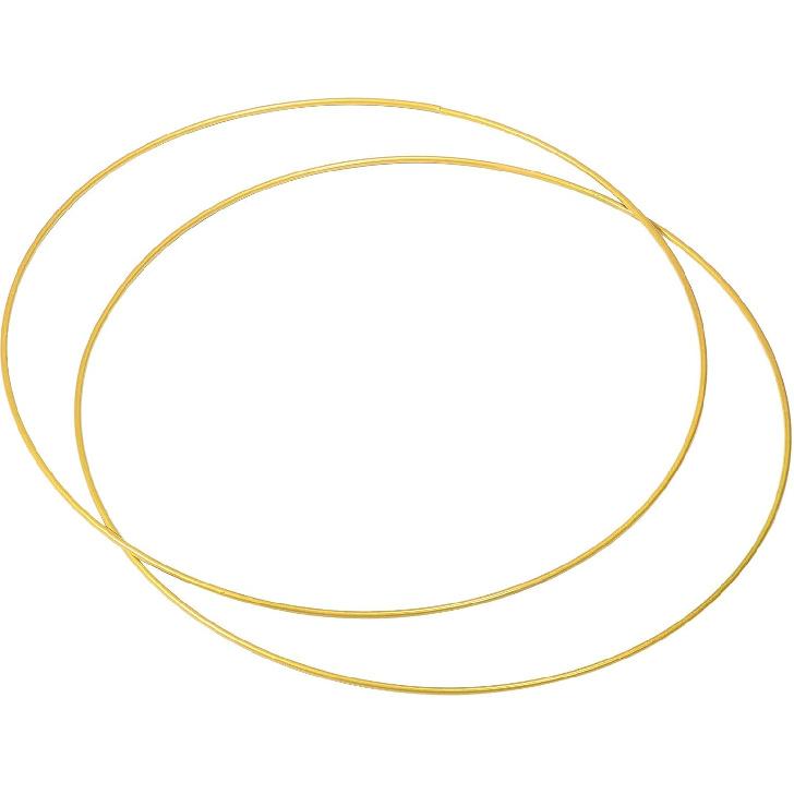 PATIKIL 7 Inch Round Metal Floral Hoop, 2 Pcs Plated Wreath Frame Macrame Ring, for Wedding Geometric Decor Party Wall Hanging, Gold Tone