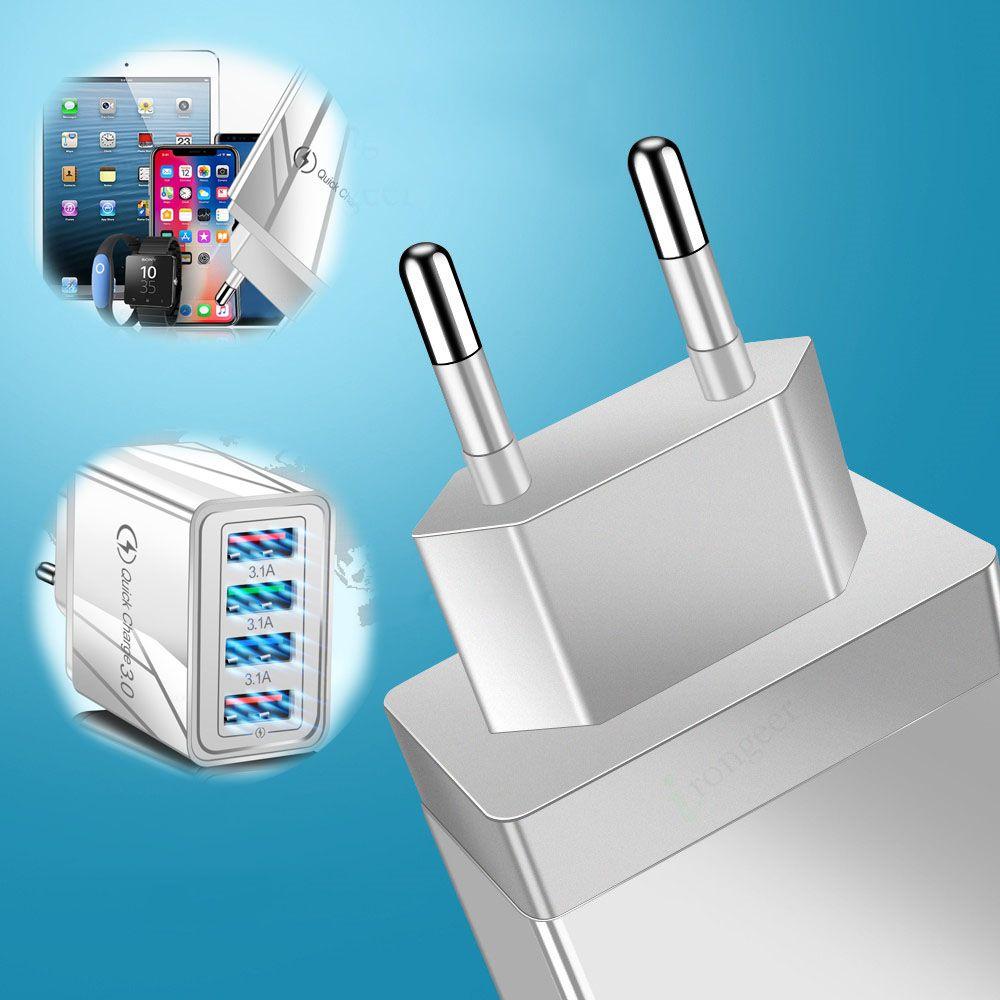 Multi-Port Tablet Charge Travel Portable EU/US Plug USB Charger 4-Port Quick Charge