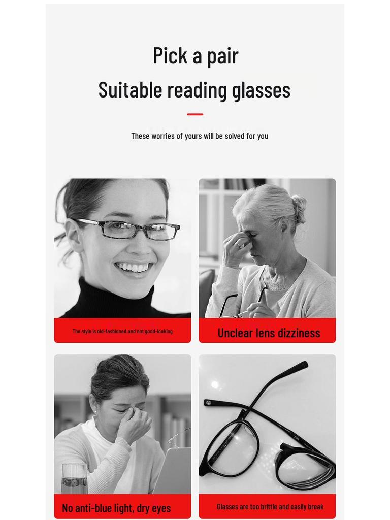 Cat Eye Rhinestone Anti-Blue Light Reading Glasses for Women - High-Definition, Stylish Design for Middle-Aged and Elderly